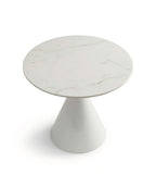 現代簡約白色岩板亮面鐵腳圓形洽談枱 Modern White Sintered Stone Round Table