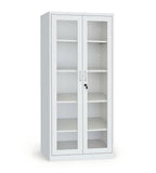 現代白色鋼製雙掩門帶玻璃文件櫃 Modern White Steel Glass Door File Cabinet