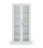 Modern White Steel Double Glass Door File Cabinet