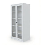 Modern White Steel Double Glass Door File Cabinet