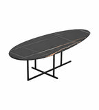 現代黑金岩板鋼架橢圓形茶几 Modern Black Gold Sintered Stone Oval Coffee Table