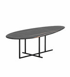 現代黑金岩板鋼架橢圓形茶几 Modern Black Gold Sintered Stone Oval Coffee Table