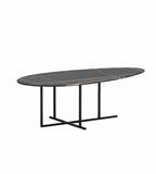 現代黑金岩板鋼架橢圓形茶几 Modern Black Gold Sintered Stone Oval Coffee Table