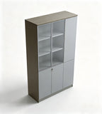 現代灰色玻璃帶鎖儲物櫃 Modern Grey Glass Storage Cabinet