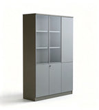 現代灰色玻璃帶鎖儲物櫃 Modern Grey Glass Storage Cabinet