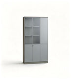 現代灰色玻璃帶鎖儲物櫃 Modern Grey Glass Storage Cabinet