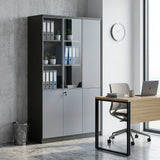 現代灰色玻璃帶鎖儲物櫃 Modern Grey Glass Storage Cabinet