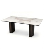 Light Luxury Pandora Sintered Stone Dining Table with Bronze Legs