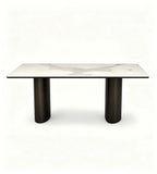 輕奢潘多拉岩板不銹鋼青古銅腳長方形餐枱 Light Luxury Pandora Sintered Stone Dining Table