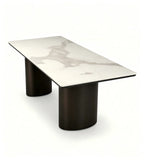 輕奢潘多拉岩板不銹鋼青古銅腳長方形餐枱 Light Luxury Pandora Sintered Stone Dining Table