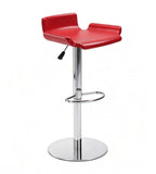 Stylish and Comfortable Red PU Leather Adjustable Bar Stool with Fixed Round Base