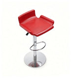 Stylish and Comfortable Red PU Leather Adjustable Bar Stool with Fixed Round Base