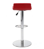 Stylish and Comfortable Red PU Leather Adjustable Bar Stool with Fixed Round Base