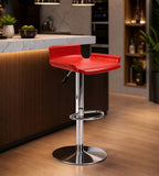 時尚舒適紅色西皮可升降固定圓盤吧椅 Red PU Leather Adjustable Bar Stool