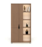 Walnut MFC Semi-Open File Cabinet with Hinged Doors