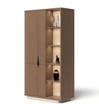 Walnut MFC Semi-Open File Cabinet with Hinged Doors