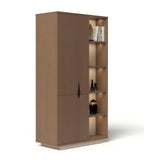 Walnut MFC Semi-Open File Cabinet with Hinged Doors