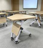 Flexible Modular Light Wood Foldable Training Table with Wheels