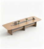 現代淺木色帶線盒會議枱 Modern Light Wood Conference Table