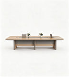 現代淺木色帶線盒會議枱 Modern Light Wood Conference Table