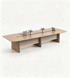現代淺木色帶線盒會議枱 Modern Light Wood Conference Table