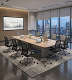 現代淺木色帶線盒會議枱 Modern Light Wood Conference Table