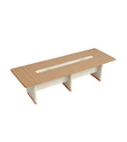 木紋長方形帶線盒辦公室會議枱 Wood Grain Rectangular Conference Table