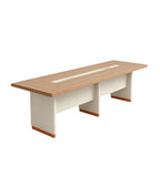 木紋長方形帶線盒辦公室會議枱 Wood Grain Rectangular Conference Table