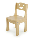 可愛笑臉原木色實木帶靠背兒童椅 Cute Smiley Solid Wood Kids Chair