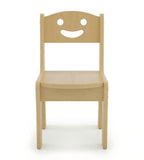 可愛笑臉原木色實木帶靠背兒童椅 Cute Smiley Solid Wood Kids Chair
