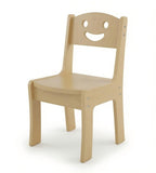 可愛笑臉原木色實木帶靠背兒童椅 Cute Smiley Solid Wood Kids Chair