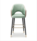 輕奢拼色西皮帶金屬腳套吧椅 | Modern Two-Tone PU Leather Bar Stool with Metal Caps