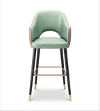 輕奢拼色西皮帶金屬腳套吧椅 | Modern Two-Tone PU Leather Bar Stool with Metal Caps