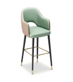 輕奢拼色西皮帶金屬腳套吧椅 | Modern Two-Tone PU Leather Bar Stool with Metal Caps