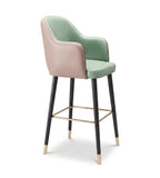 輕奢拼色西皮帶金屬腳套吧椅 | Modern Two-Tone PU Leather Bar Stool with Metal Caps