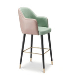 輕奢拼色西皮帶金屬腳套吧椅 | Modern Two-Tone PU Leather Bar Stool with Metal Caps