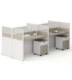現代木紋直型帶活動櫃屏風辦公枱 Modern Straight Desk with Screen and Cabine