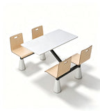 淺木黑鐵連體桌椅	Light-Wood & Black-Steel Linked Table & Chairs