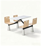 淺木黑鐵連體桌椅	Light-Wood & Black-Steel Linked Table & Chairs