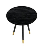 輕奢黑色實木圓形茶枱 Light Luxury Black Round Tea Table