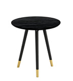 輕奢黑色實木圓形茶枱 Light Luxury Black Round Tea Table