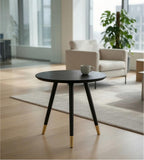 輕奢黑色實木圓形茶枱 Light Luxury Black Round Tea Table
