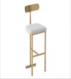 現代輕奢金色不鏽鋼布藝低背吧椅 | Modern Light Luxury Gold Stainless Steel Fabric Low Back Bar Stool