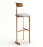 現代輕奢金色不鏽鋼布藝低背吧椅 | Modern Light Luxury Gold Stainless Steel Fabric Low Back Bar Stool