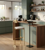 現代輕奢金色不鏽鋼布藝低背吧椅 | Modern Light Luxury Gold Stainless Steel Fabric Low Back Bar Stool