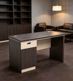 Business grey woodgrain lockable drawer office desk