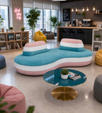 現代拼色布藝多座位充氣梳化 Modern Color-blocked Fabric Sofa