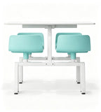現代簡約綠色岩板鋼架四人位固定學校餐枱 Modern Minimalist Green Sintered Stone and Steel Frame Fixed 4-Seater School Dining Table