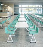 現代簡約綠色岩板鋼架四人位固定學校餐枱 Modern Minimalist Green Sintered Stone and Steel Frame Fixed 4-Seater School Dining Table
