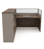現代木紋L形帶儲物櫃屏風辦公枱 Modern L-Shaped Desk with Screen and Cabinet